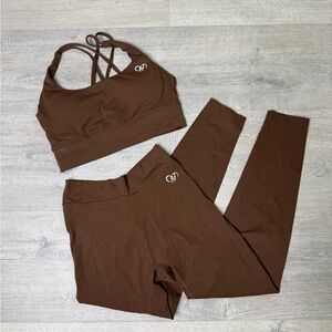 Brown Activewear Set with Heart Logo